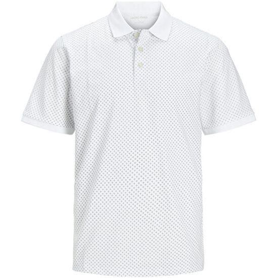 Jack&Jones Plus Pánské polo triko JJLUIS Standard Fit 12254901 White