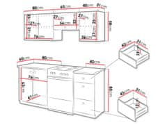 Veneti Kuchyňská linka do paneláku 180/180 cm LEVELAND - dub artisan / bílá