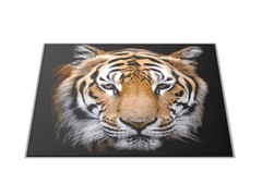 Glasdekor Skleněné prkénko hlava zlatý tygr - Prkénko: 40x30cm