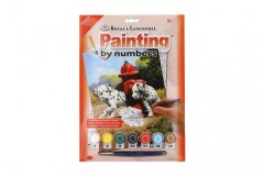 InnoVibe Malování podle čísel Dalmatini u červeného hydrantu 22x30cm s akrylovými barvami a štětcem na kartě