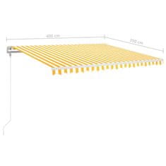 Vidaxl Automatická markýza LED a senzor větru 400x350 cm žlutobílá