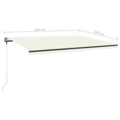 Vidaxl Ručně zatahovací markýza s LED světlem 500 x 300 cm krémová