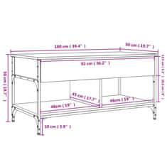 Vidaxl Konferenční stolek kouřový dub 100 x 50 x 50 cm kompozit a kov