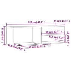 Vidaxl TV skříňka hnědý dub 120 x 34 x 37 cm kompozitní dřevo