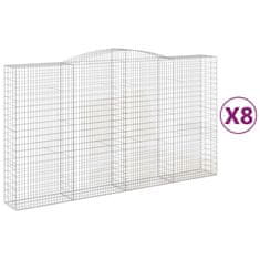 Vidaxl Klenuté gabionové koše 8 ks 400x50x220/240cm pozinkované železo