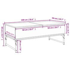 Vidaxl Konferenční stolek kouřový dub 100 x 50 x 40 cm kompozit a kov