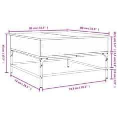 Vidaxl Konferenční stolek šedý sonoma 80 x 80 x 45 cm kompozit a kov