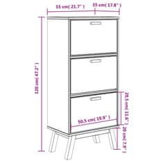 Vidaxl Botník OLDEN bílý a hnědý 55 x 35 x 120 cm masivní borové dřevo