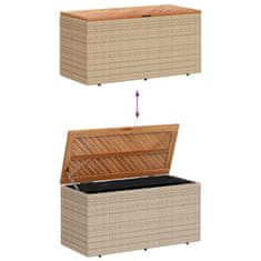 Greatstore Zahradní úložný box béžový 110x50x54 cm polyratan a akácie