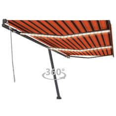 Vidaxl Ručně zatahovací markýza s LED světlem 600x300 cm oranžovohnědá