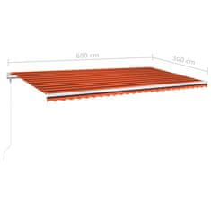 Vidaxl Automatická markýza LED a senzor větru 600x300 cm oranžovohnědá