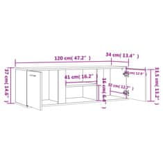 Vidaxl TV skříňka hnědý dub 120 x 34 x 37 cm kompozitní dřevo