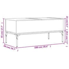 Vidaxl Konferenční stolek kouřový dub 100 x 50 x 45 cm kompozit a kov