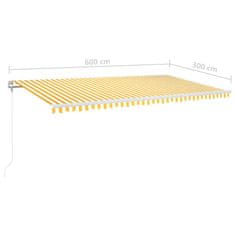 Vidaxl Automatická markýza LED a senzor větru 600 x 300 cm žlutobílá