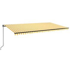 Vidaxl Ručně zatahovací markýza s LED světlem 600 x 350 cm žlutobílá