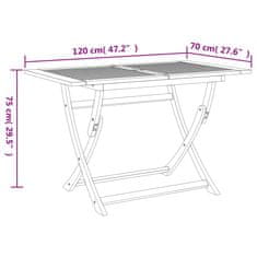 Petromila Skládací zahradní stůl 120 x 70 x 75 cm masivní akáciové dřevo