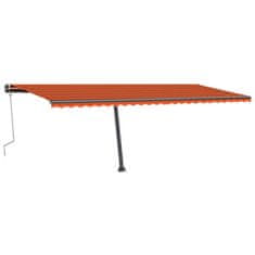 Vidaxl Volně stojící ručně zatahovací markýza 600x300 cm oranžovohnědá