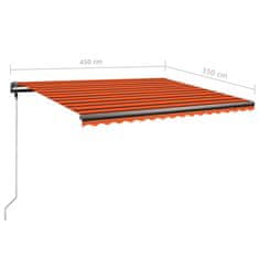 Vidaxl Volně stojící ručně zatahovací markýza 450x350 cm oranžovohnědá