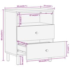 Greatstore Noční stolek 50 x 33 x 60 cm masivní mangovníkové dřevo