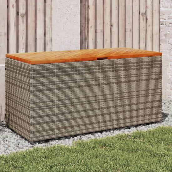 Greatstore Zahradní úložný box šedý 110x50x54 cm polyratan akáciové dřevo