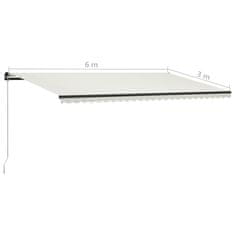 Vidaxl Ručně zatahovací markýza s LED světlem 600 x 300 cm krémová