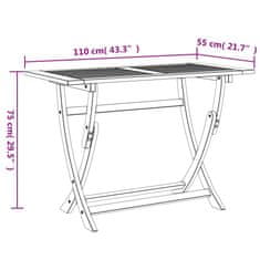 Petromila Skládací zahradní stůl 110 x 55 x 75 cm masivní akáciové dřevo