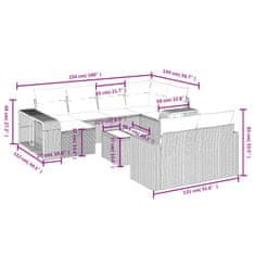 Vidaxl 11dílná zahradní sedací souprava s poduškami šedá polyratan