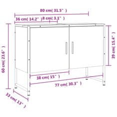 Vidaxl Koupelnová skříňka pod umyvadlo hnědý dub 80x33x60 cm kompozit