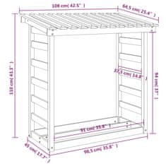 Greatstore Stojan na dřevo voskově hnědý 108x64,5x110 cm masivní borovice