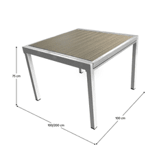 BPS-koupelny Zahradní rozkládací stůl, bílá ocel/šedá, DORIO