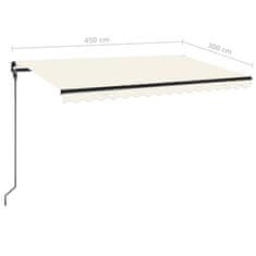 Vidaxl Ručně zatahovací markýza s LED světlem 450 x 300 cm krémová