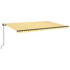 Vidaxl Ručně zatahovací markýza s LED světlem 500 x 300 cm žlutobílá