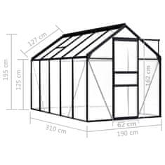 Vidaxl Skleník antracitový hliníkový 5,89 m²