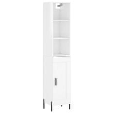 Vidaxl Skříň highboard bílá s vysokým leskem 34,5x34x180 cm kompozit