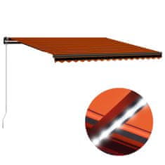 Vidaxl Ručně zatahovací markýza s LED světlem 450x300 cm oranžovohnědá