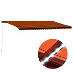 Vidaxl Ručně zatahovací markýza s LED světlem 600x300 cm oranžovohnědá