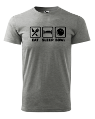 Fenomeno Pánské tričko - Eat sleep bowl - šedé Velikost: 2XL