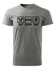 Fenomeno Pánské tričko - Eat sleep run - šedé Velikost: 2XL