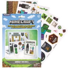 CurePink Set 4 listů samolepek na elektroniku: Minecraft (17 x 23 cm)