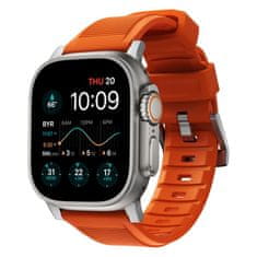 Nomad Rugged Band řemínek se stříbrnými doplňky pro Apple Watch 45mm, modrý Oranžová 45mm