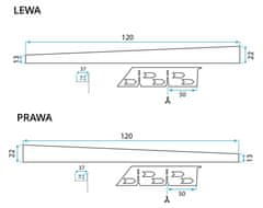 REA Spádová lišta pravá, 120cm kartáčovaný nikl (REA-K3203)