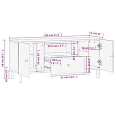 shumee TV skříňka černá 105x33x46 cm masivní mangovníkové dřevo