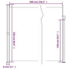 Vidaxl Zatahovací boční markýza terakotová 220 x 600 cm