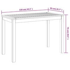 shumee Zahradní jídelní stůl 110 x 55 x 75 cm masivní akáciové dřevo