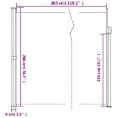 Vidaxl Zatahovací boční markýza tmavě zelená 200 x 300 cm