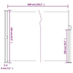 Vidaxl Zatahovací boční markýza terakotová 160 x 600 cm