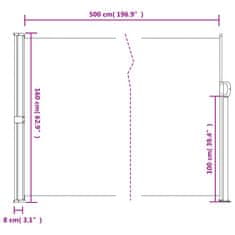 Vidaxl Zatahovací boční markýza bílá 160 x 500 cm