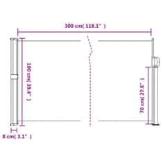 Vidaxl Zatahovací boční markýza terakotová 100 x 300 cm