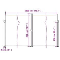 Vidaxl Zatahovací boční markýza bílá 200 x 1 200 cm