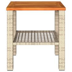 Greatstore Zahradní stolek béžový 40 x 40 x 42 cm polyratan akáciové dřevo